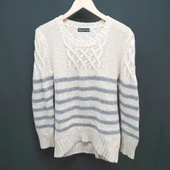 ◇ URBAN RESEARCH アーバンリサーチ ボーダー柄 ウール 長袖 ニット セーター サイズFREE アイボリー/ブルー レディース E 【1305020021424】
