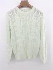 ◇ Paul Stuart ポール・スチュアート ケーブル編み 綺麗め 春カラー 長袖 ニット サイズ6 ミントグリーン レディース E 【1305020020557】