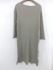 ◇ HOLIDAY ホリデイ シンプル 綺麗め ボートネック 七分袖 ひざ丈 ワンピース サイズF グレー レディース E 【1305020019841】