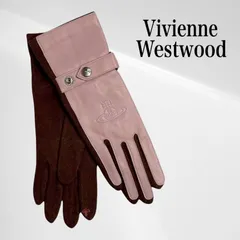 【タグ付き・未使用品】 ヴィヴィアン ウエストウッド コンビ 手袋 レザー ニット ベルト オーブ ボタン ピンク 21-22cm スマホ タッチパネル 本革 羊革 Vivienne Westwood