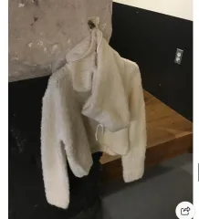 アイボリー ボア Vネック ニット バラクラバセット