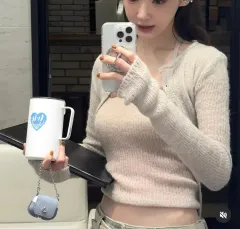 ロータイド アルパカ アームウォーマー ニット + ホルターネック ニット セット