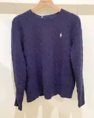 ポロラルフローレン カシミア ケーブル ラウンドネック ニット ネイビー