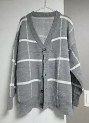 ジャガードニット オーバーサイズ カーディガン メンズ100-110 レディース88