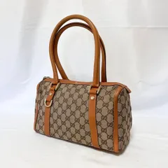 GUCCI グッチ ミニボストン ハンドバッグ GGキャンバス アビー ベージュ キャメル 130942