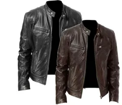 メンズ革ジャン 秋冬 レザージャケット スリム 立ち襟 ライダースジャケットシングル 防寒防風 お兄系225588