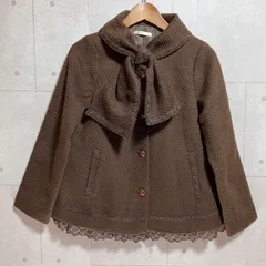 axes femme アクシーズファム リボン ショート コート ブルゾン ジャケット アウター M レース 刺繍 アンティーク ブラウン レディース SG400-1