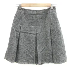 インディヴィ INDIVI ボックスプリーツスカート ミニ丈 無地 ウール 36 グレー /YS14