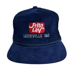 【キャップ/帽子】90s FritoLay (フリートレー) コーデュロイキャップ　ビンテージキャップ　企業物　企業ロゴ　ネイビー　紺　レッド　赤