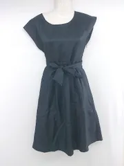 ◇ green label relaxing UNITED ARROWS ウエストリボン 大人女子 膝丈 ワンピース ネイビー レディース P  【1305240027916】