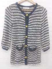 ◇ 31 Sons de mode おしゃれ ボーダー 八分袖 ニット カーディガン サイズ36 ホワイト系 ネイビー マルチ レディース P  【1305240026551】