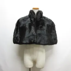 クリスチャンオジャール CHRISTIAN AUJARD 美品 ミンク ファー 毛皮 ポンチョ ケープ ジャケット 9AT 黒 ブラック ホックボタン 裏地付きのサムネイル