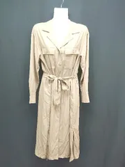 ◇ UNIQLO ユニクロ ｻﾗｻﾗ生地 とろみ カジュアル 長袖 ミモレ シャツ ワンピース サイズM ﾌﾞﾗｳﾝ レディース E  【1305290026808】