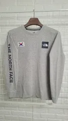 M THE NORTH FACE ザノースフェイス グレー チームコリア 太極旗マーキング Tシャツ M