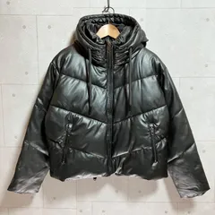 ZARA ザラ フェイクレザー 中綿 ジャケット フード パフジャケット アウター S 合皮 ダウンライク ブラック 黒 レディース SG401-8