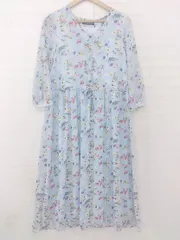 ◇ angeliebe エンジェリーベ マタニティ 長袖 膝下丈 ワンピース サイズS-M ブルー系 レディース E  【1306020011071】