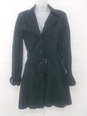 ◇ ◎ COMME CA ISM コムサイズム 通勤 OL カジュアル 長袖 トレンチ コート サイズL ブラック レディース E  【1306050034842】