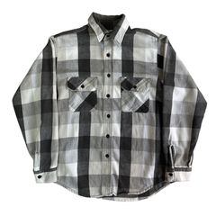 70s - 80s FIVE BROTHER ヘビーネルシャツ 黒 白 ブロックチェック M