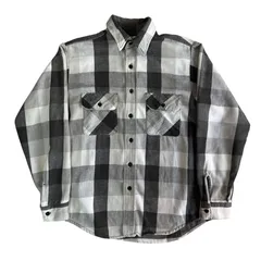 70s - 80s FIVE BROTHER ヘビーネルシャツ 黒 白 ブロックチェック Mサイズ ファイブブラザー チェックシャツ フランネル ヘビネル オンブレチェック Vintage ヴィンテージ ビンテージ Flannel Shirt