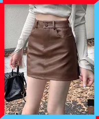 新品 レディース PUレザー ミニスカート ハイウエスト 韓国風 着やせ 10代 20代 カッコイイ ボトムス【送料無料】