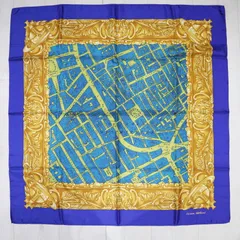 M06-k010 Vivienne Westwood ヴィヴィアンウエストウッド オーブ/ロード柄 シルク 大判スカーフ ネイビー/ゴールド