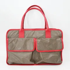 K06-k002 GHERARDINI ゲラルディーニ ソフティ 総柄 PVC/レザ― ハンドバッグ トートバッグ チャ/オレンジ