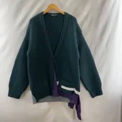 KOLOR　カラー　 22AW　ビッグリブ レイヤード ニット　カーディガン　22WCM N07304　ボリューム　ウール　両畦　グリーン　サイズ3　【K0233-005】　211のサムネイル