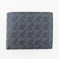 T08 dunhill ダンヒル ロゴ総柄 PVC/レザ― 二つ折り財布 ブラック