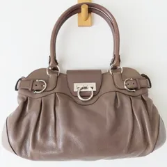 M04-k121 Salvatore Ferragamo サルヴァトーレフェラガモ マリッサ ガンチーニ レザートートバッグ ハンドバッグ  ブラウン