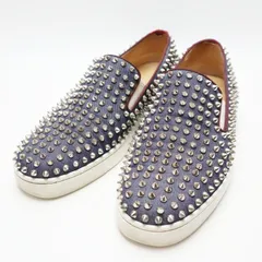 Christian Louboutin クリスチャンルブタン スタッズ デニム スリッポン スニーカー 41 インディゴ/シルバー K08-k078