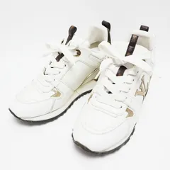 M06-k067 LOUIS VUITTON ルイヴィトン ランアウェイライン モノグラム レザー スニーカー 34 ホワイト/ゴールド/ブラウン
