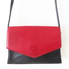 M08 LONGCHAMP ロンシャン フラップ レザーショルダーバッグ 替えフラップ付き ブラック/レッド/グリーン