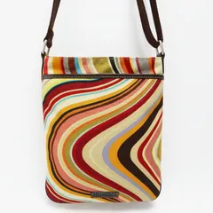 M06-k005 Paul Smith ポールスミス マルチストライプ キャンバス/レザー ショルダーバッグ マルチカラー