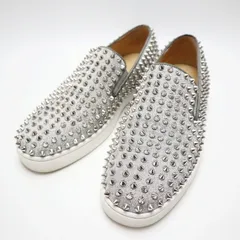 Christian Louboutin クリスチャンルブタン スタッズ キャンバスラメ スリッポン スニーカー 41 シルバー K08-k059