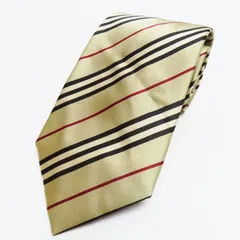 M03-k038 BURBERRY バーバリー ノバチェック シルク ネクタイ ゴールド