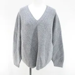 セオリー Theory 長袖 ニット セーター Vネック カシミヤ混 S 灰系 グレー リブ 毛 ウール 無地