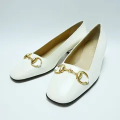 GUCCI グッチ ホースビット レザー パンプス 36C ホワイト/ゴールド T08-k060
