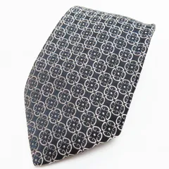 M03-k030 GUCCI グッチ G柄デザイン シルク ネクタイ ブラック/シルバー