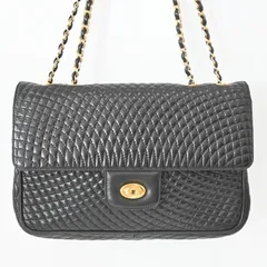 BALLY バリー キルティング レザ― ターンロック チェーンショルダーバッグ ブラック/ブラウン M07-k086