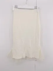 ◇ ROYAL PARTY ウエストゴム レイヤード チュール ニット 膝下丈 タイト スカート サイズF アイボリー レディース P  【1306120021222】