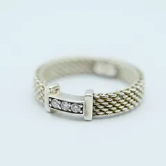 TIFFANY＆Co. ティファニー サマセット 3Pダイヤ SV925 メッシュ リング 8号 シルバー K05-k168