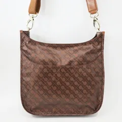 K07-k004 美品 GHERARDINI ゲラルディーニ ソフティ 総柄 PVC/キャンバス/レザ― ショルダーバッグ ブラウン 