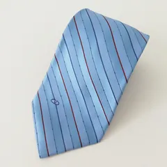 M07 VALENTINO ヴァレンティノ ストライプ シルク ネクタイ ブルー