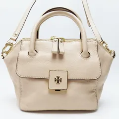 M04-k146 TORY BURCH トリーバーチ ロゴ フラップロック レザー ハンドバッグ ショルダーバッグ アイボリー