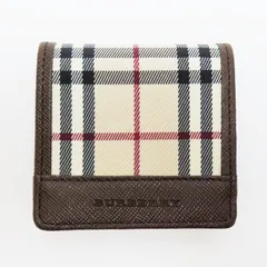 T12-k058 美品 BURBERRY バーバリー ノバチェック キャンバス/レザ― ホック コインケース 小銭入れ ベージュ/ブラウン