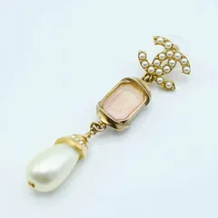 CHANEL シャネル ココマーク フェイクパール/ストーン/ラインストーン GP ピアス ゴールド/ホワイト C22A 片耳 K07-k118