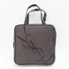M11 YVES SAINT LAURENT イヴサンローラン YSLロゴ ナイロンキャンバス/PVC パフューム コスメポーチ ハンドバッグ ブラック