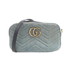 GUCCI GGマーモント デニム チェーンショルダーバッグ パール装 - メルカリ