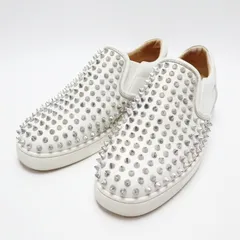 Christian Louboutin クリスチャンルブタン スタッズ レザー スリッポン スニーカー 41 ホワイト/シルバー K08-k079