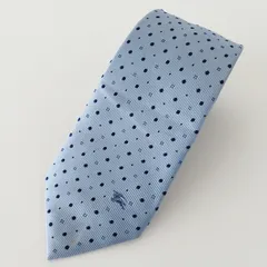 S09 BURBERRY BLACK LABEL バーバリーブラックレーベル ドット/ホースロゴ シルク ネクタイ ブルー